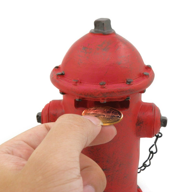 Ornerx Fire Hydrant Money Box Resin Piggy Bank 6" - Image 2